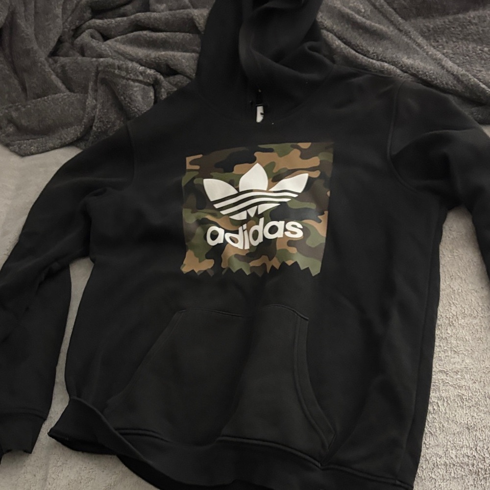 Adidas Black Hoodie with Camo Logo